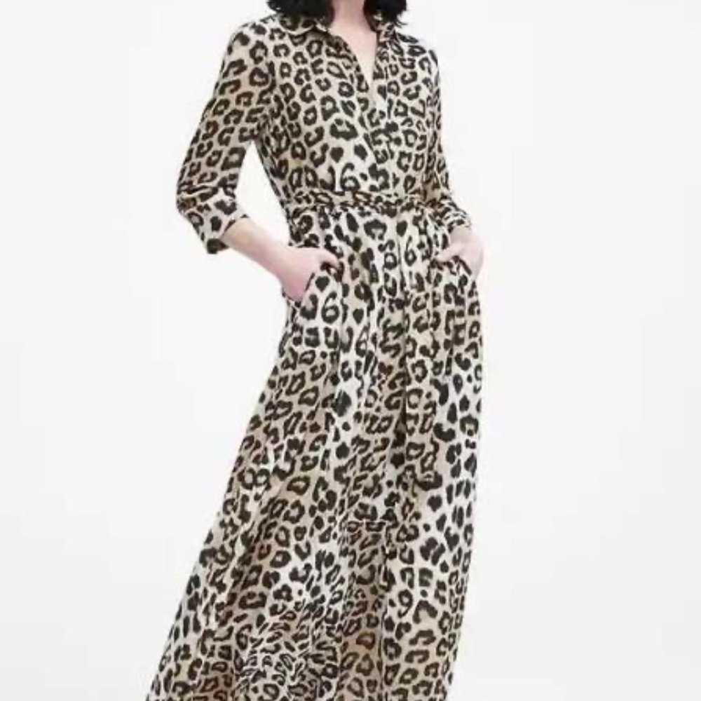 Banana Republic Leopard Print Maxi Shirtdress | NWT - Picture 4 of 7